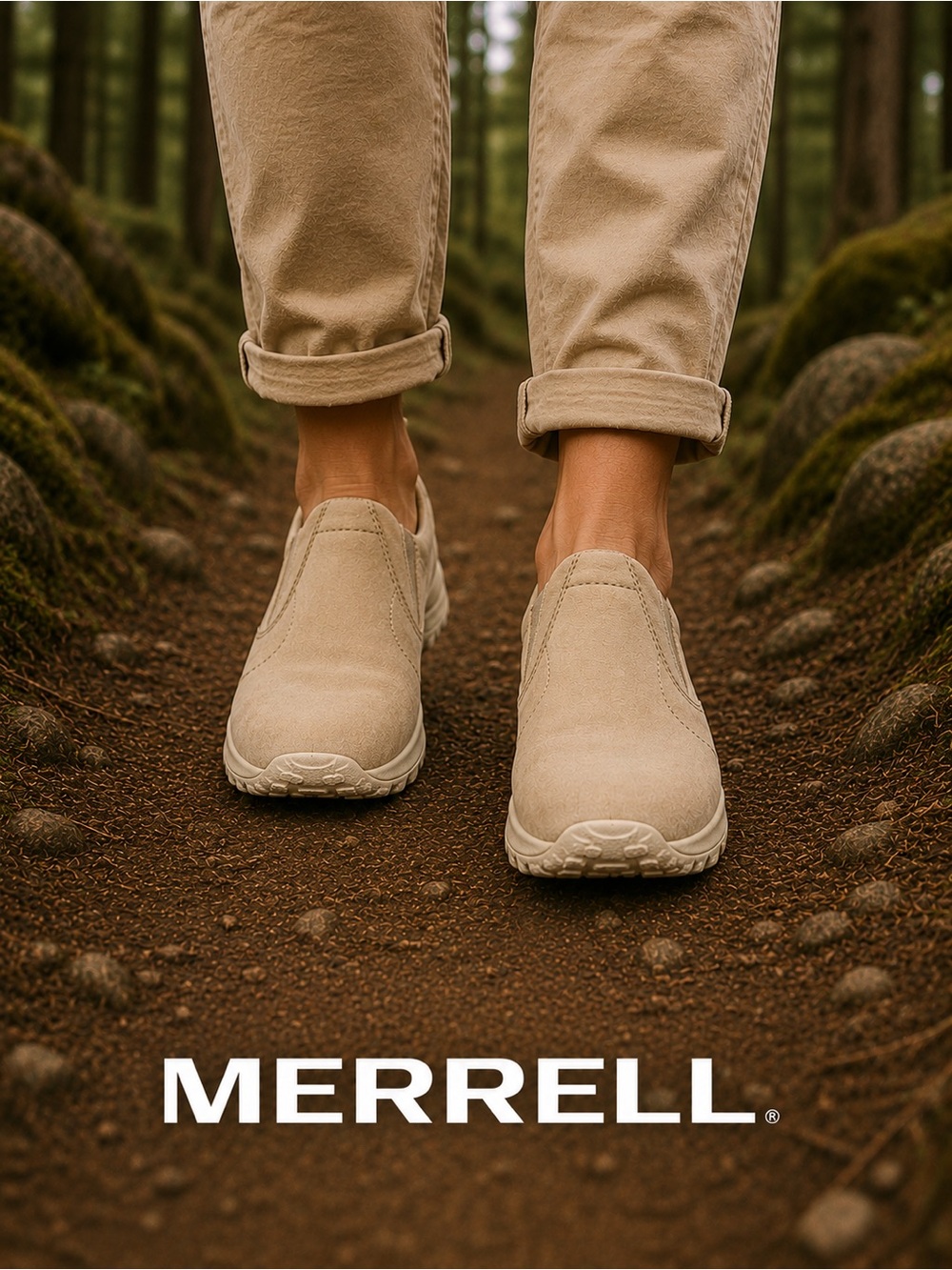 Merrell Slip-On Suede Loafers in Beige
